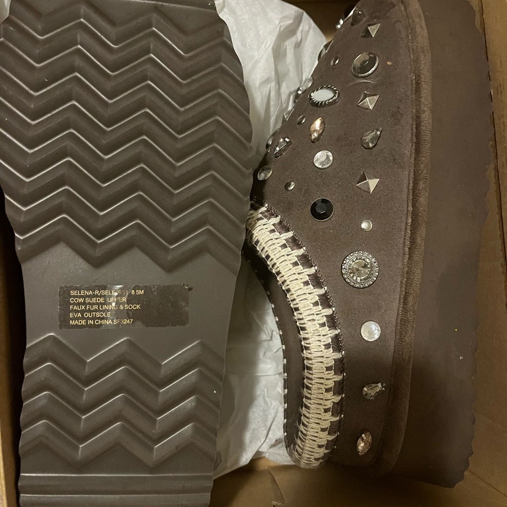 Brown Studded Platform Shoes